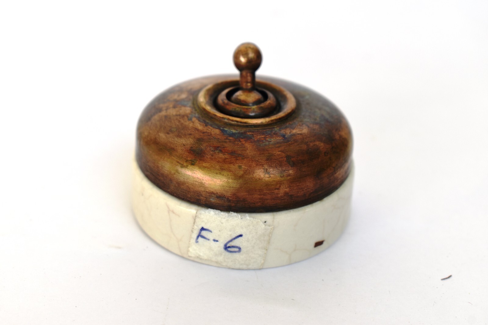 Vintage English Light Switch Electric Brass Ceramic Slickex Vitreous England”F6