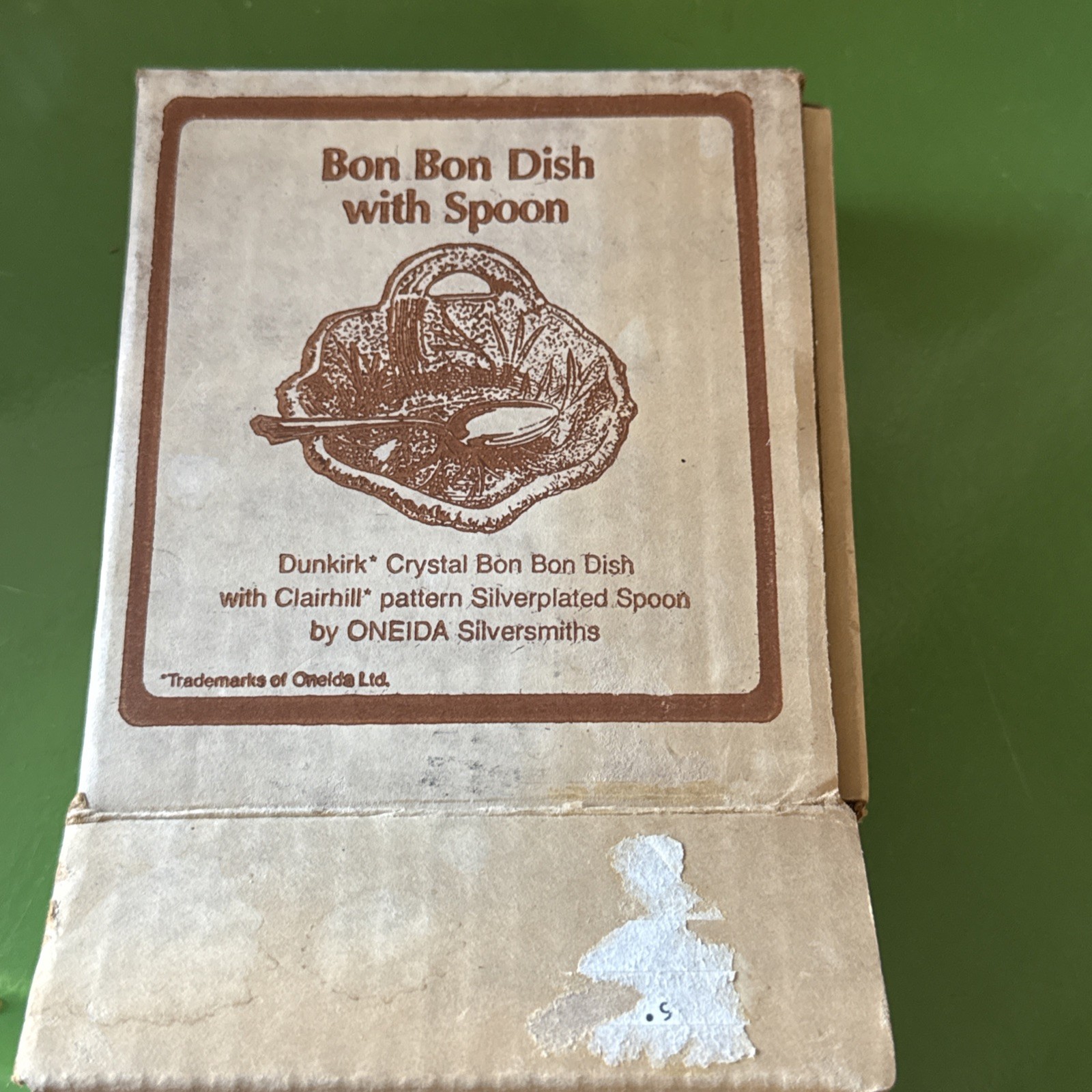 Vintage Bon Bon Dish W/Clairhill pattern Silverplated Spoon By Oneida NIB
