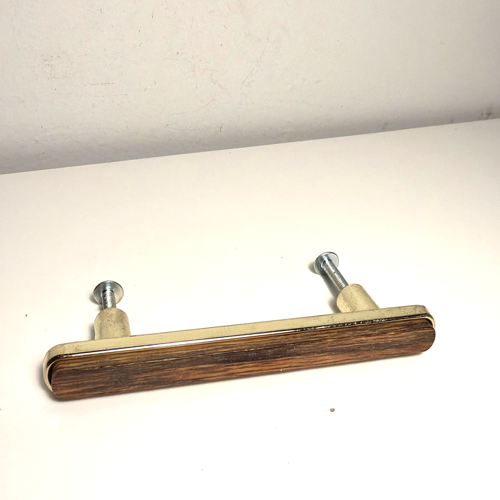 Vintage Drawer Knob Hardware Pull Cabinet Brass Gold Metal Wood 3″ OC 422-2