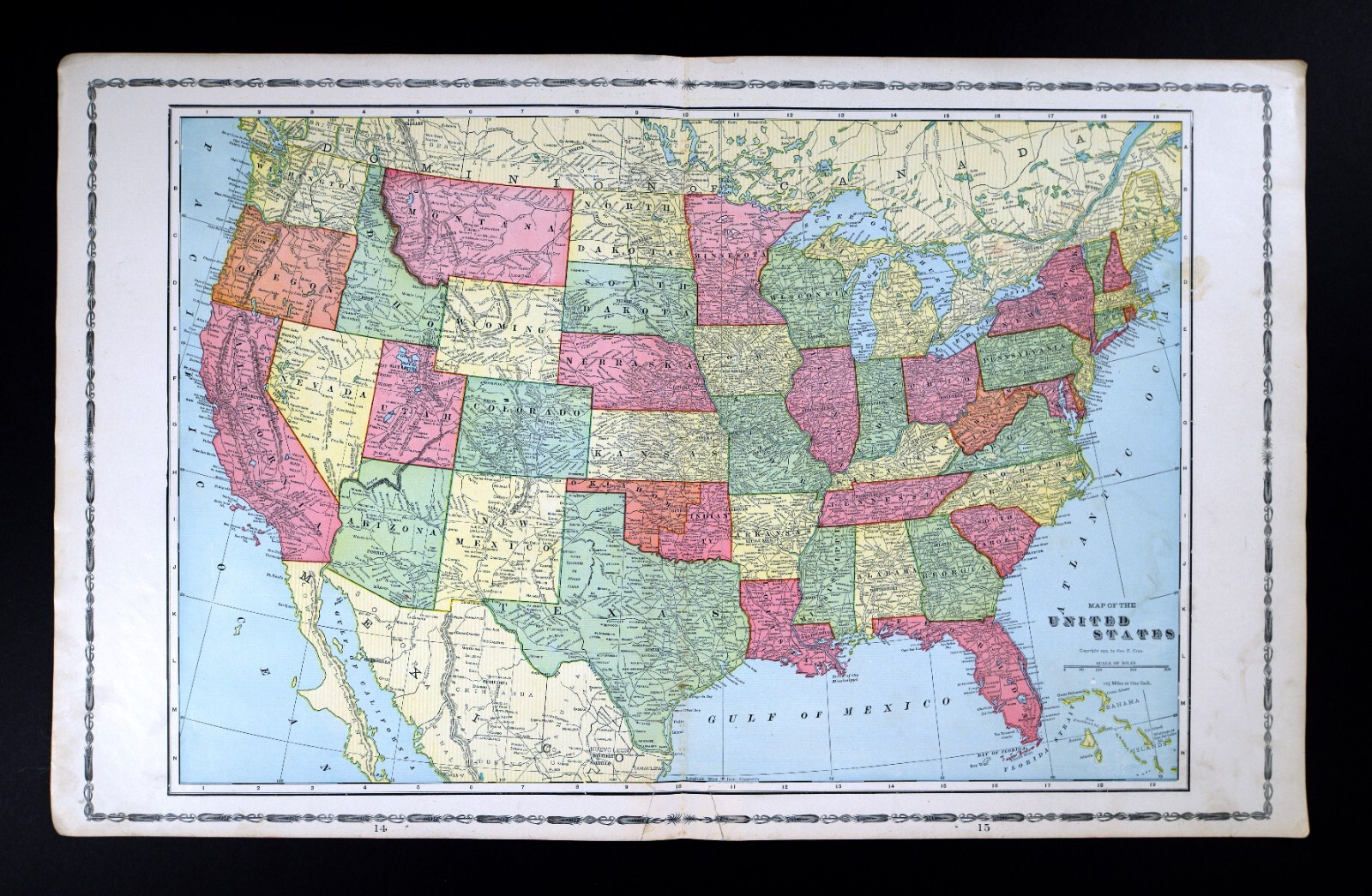 1903 George Cram Map United States New York California Texas Indian Territory OK