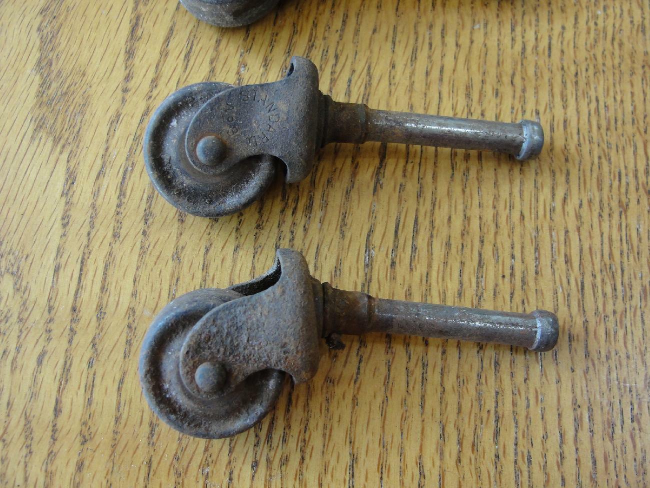 4 Vintage Furniture Wheels Salvage Metal Swivel Caster Repair Parts #12