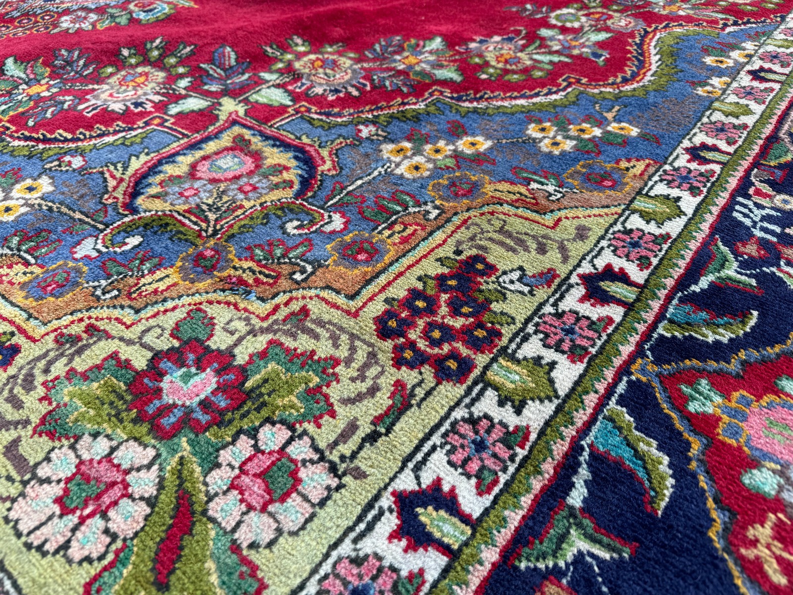 COLORFUL ORIENTAL RUG 10×13 HANDMADE VINTAGE RED BLUE GREEN ANTIQUE 9×12 10×14