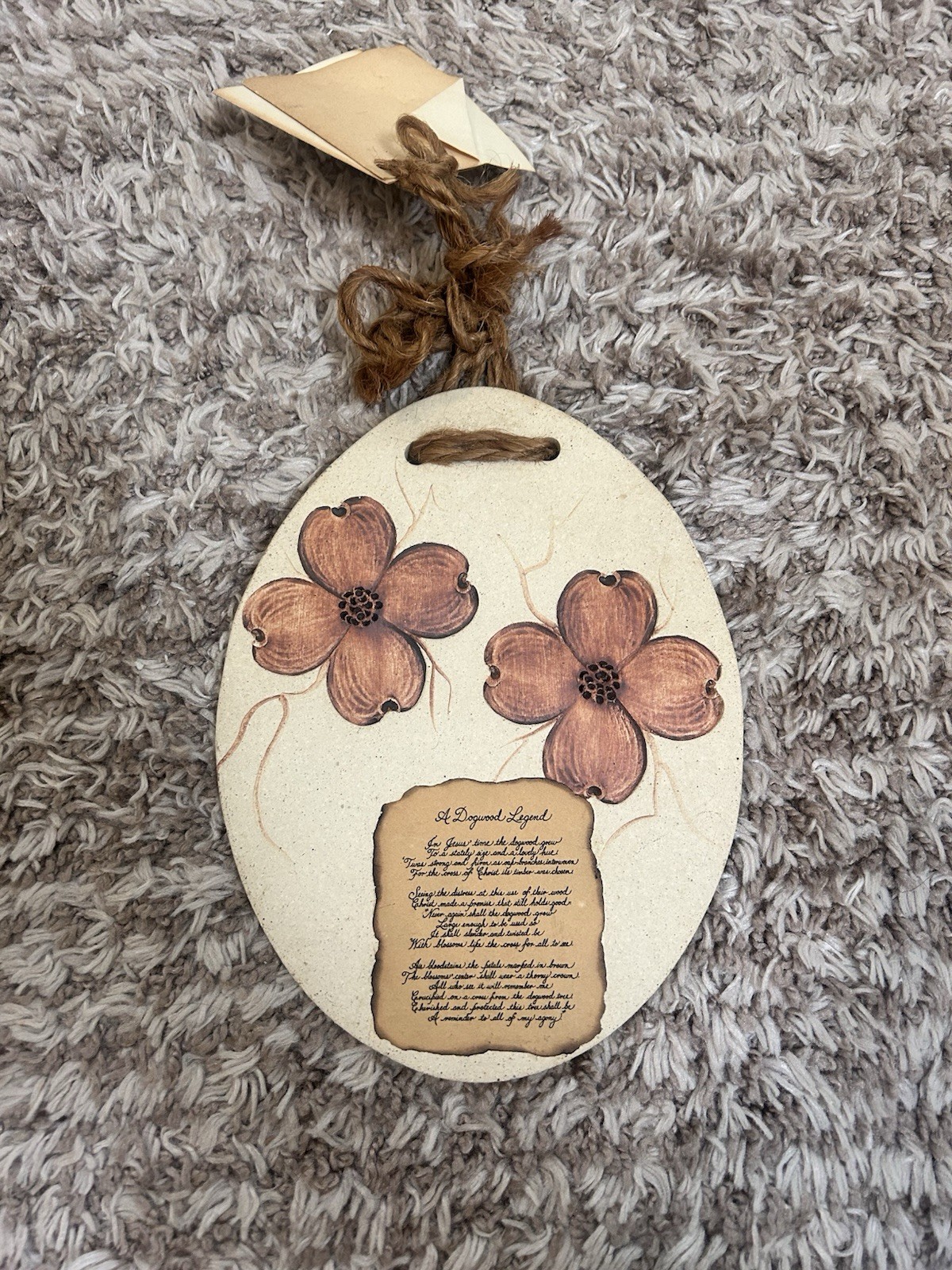 Earth Art Georgia Tan & Brown Oval Pottery Wall Art W/ Dogwood Flowers & Legend