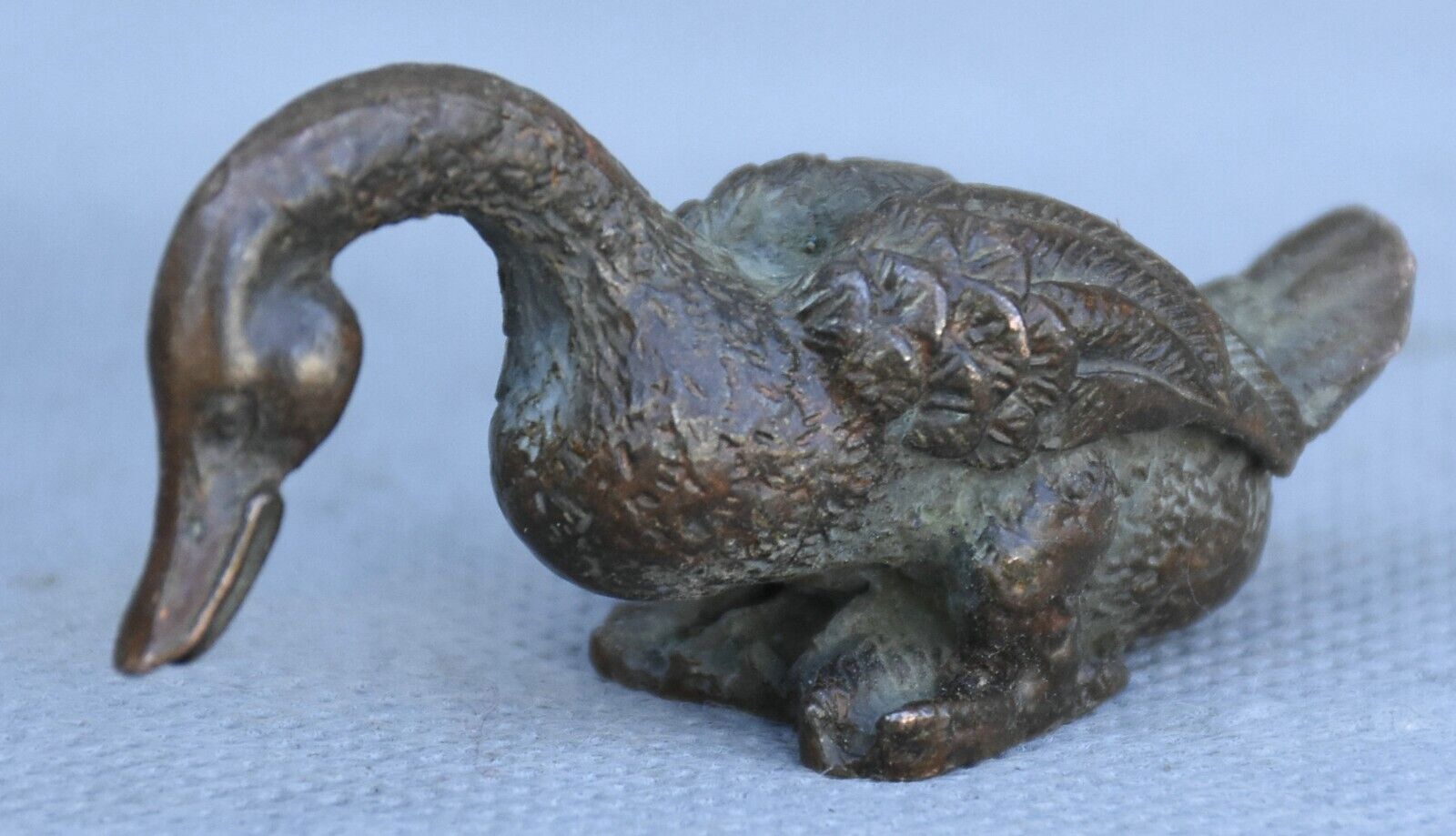 6CM Old China Dynasty Bronze Fengshui Exorcize Duck Goose Animal Statue