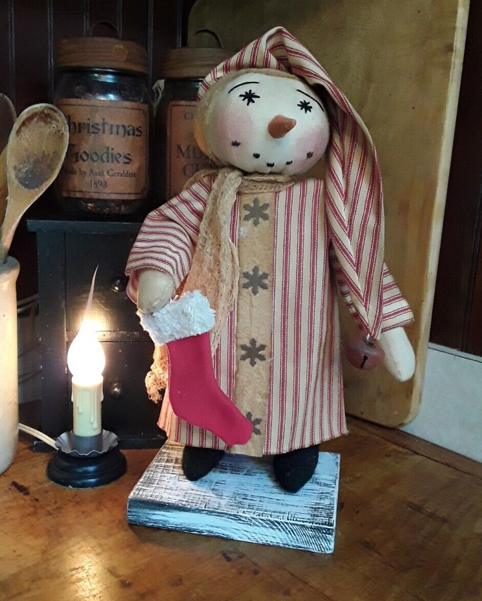 Primitive Christmas snowman doll, Christmas doll, Christmas snowman