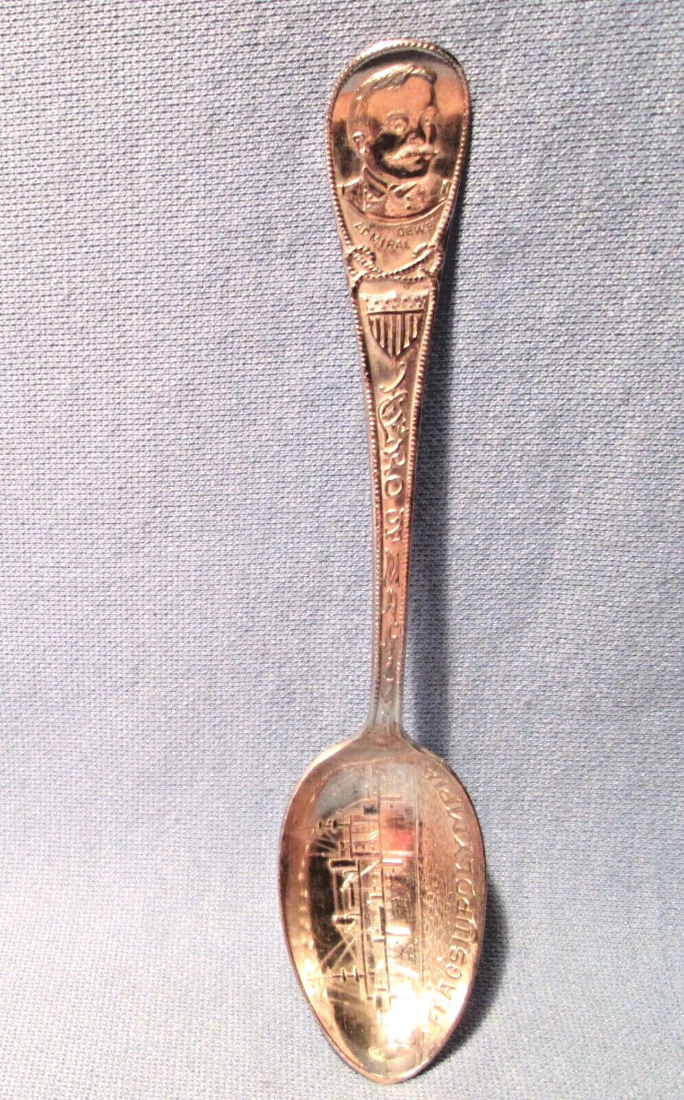 Vintage Admiral DEWEY Flagship OLYMPIA Manilla Battle Souvenir Silver SPOON
