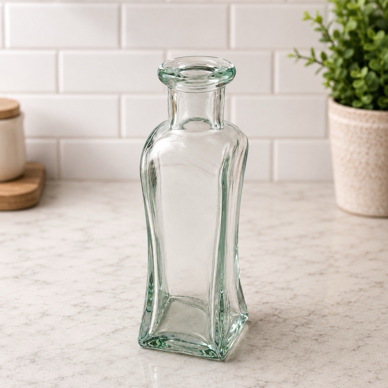 Unique Twisted Apothecary Style Decorative Bottle With Artisan Style Blown-glass