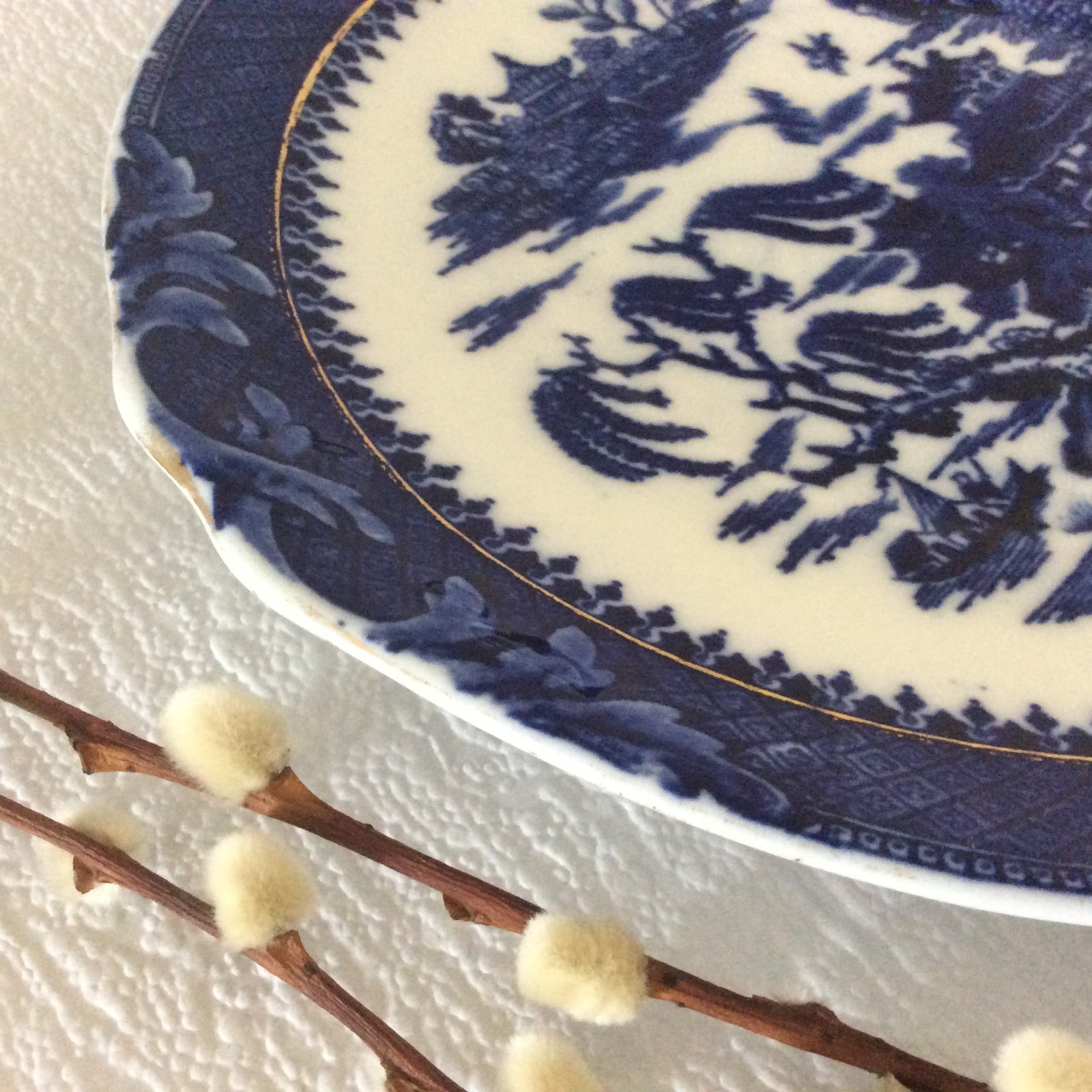 Antique Robinson Blue Willow serving plate – R & S L – Handled – 22.5cm/9”