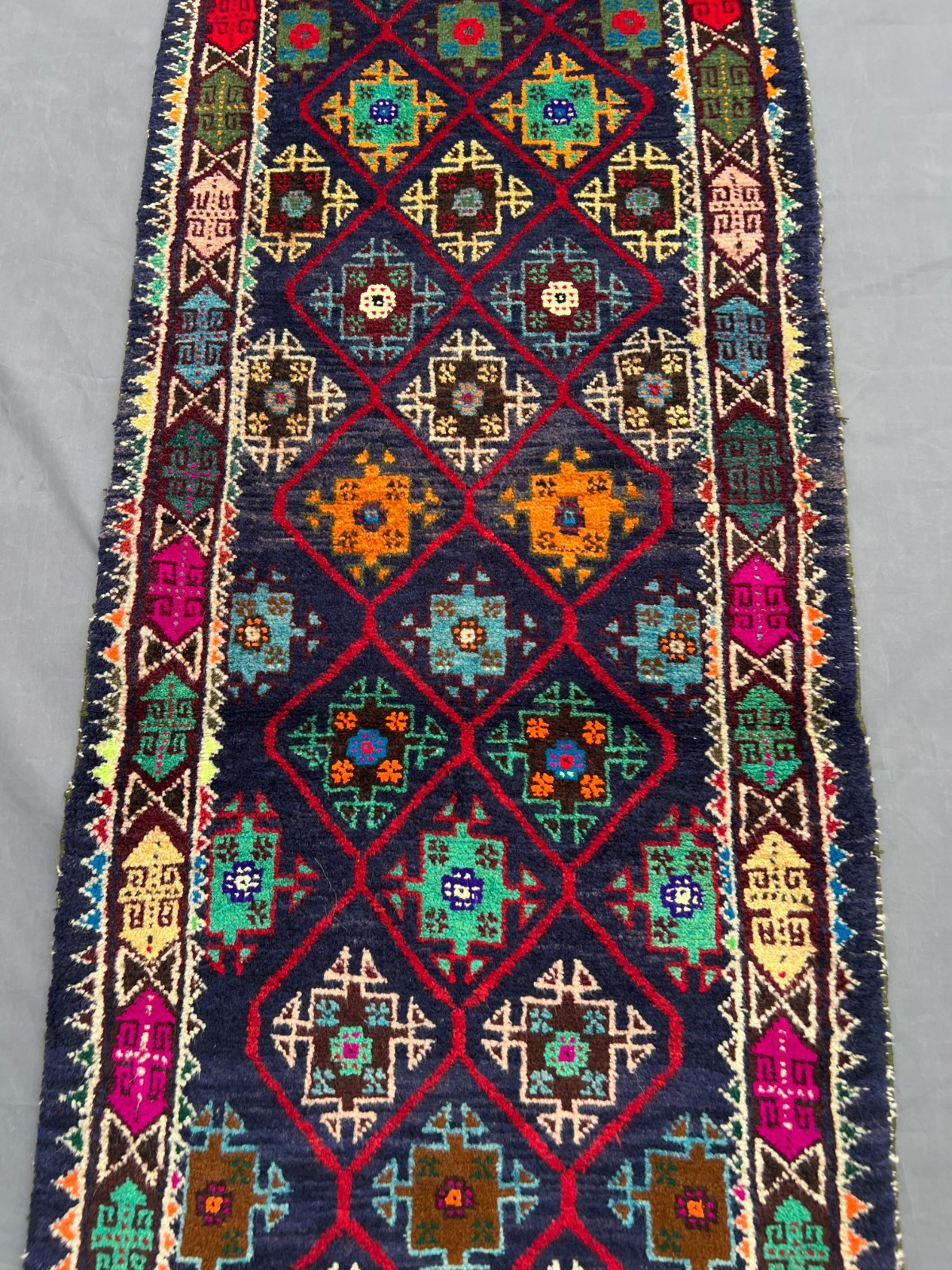50 X 250 cm Vintage Adreskan Geometric Natural Vegi iTribal Belouch Nomad Runner