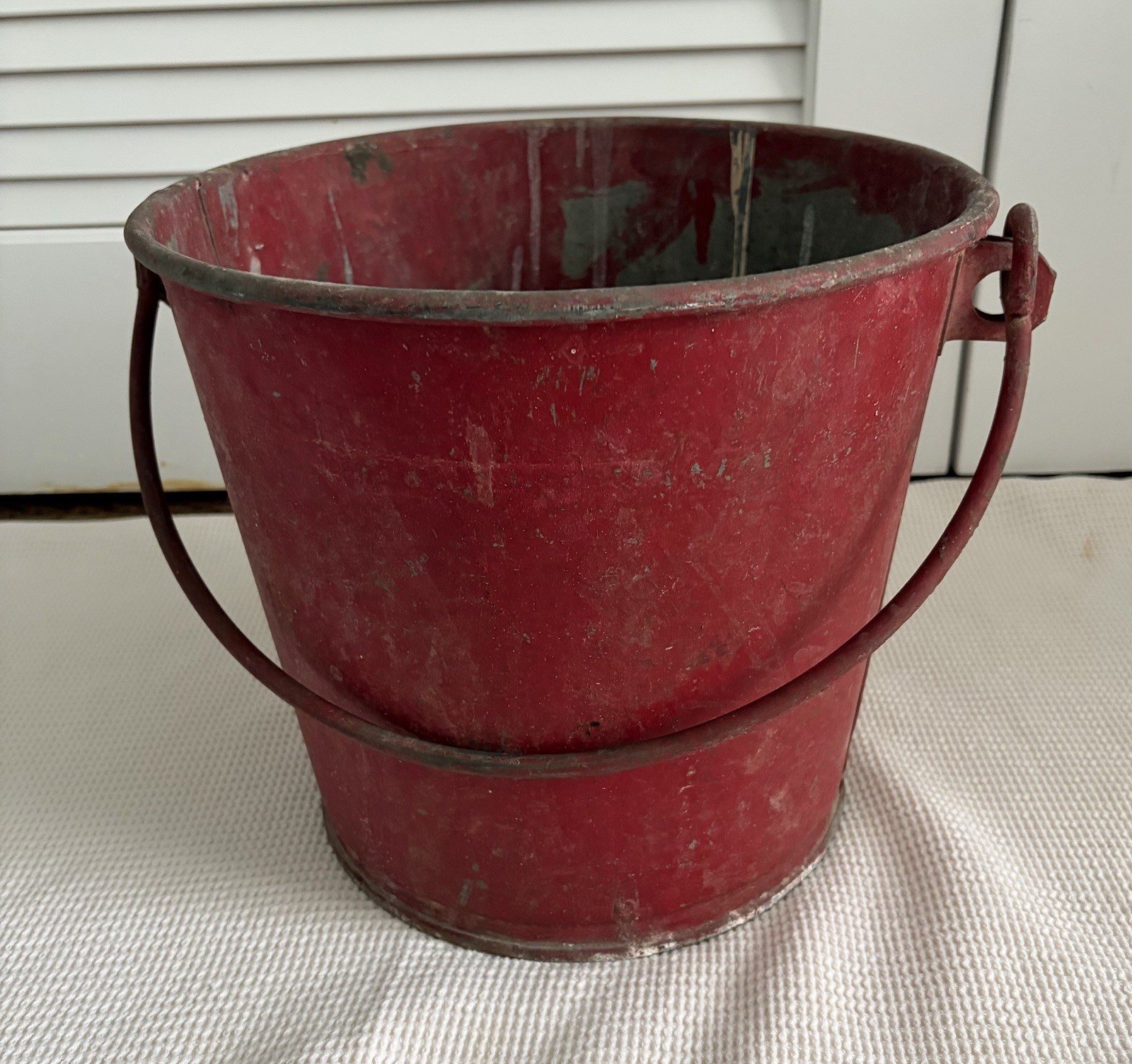 Primitive Red Fire Bucket Antique Farm House Heavy Galvanized Cincinnati Ohio