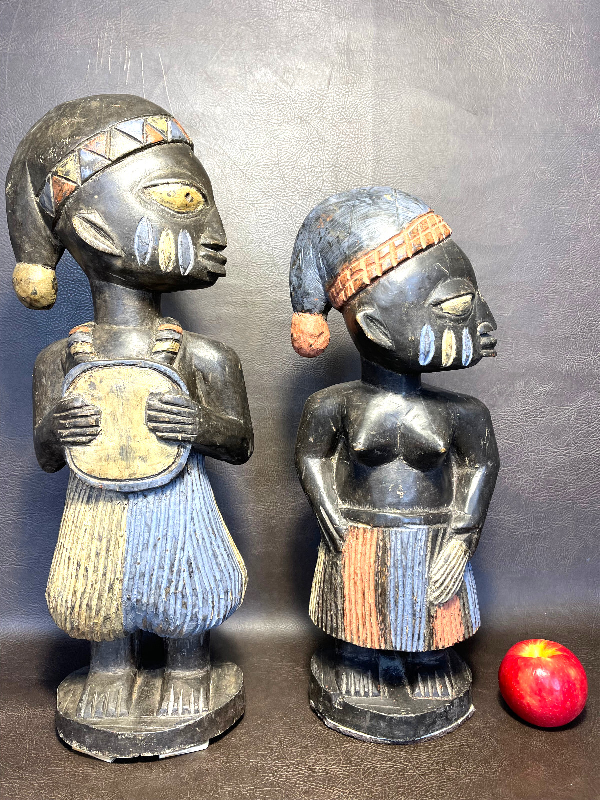 RARE Antique African Yoruba Ere Ibeji Wood Statue Male Female Tribal Art Nigeria