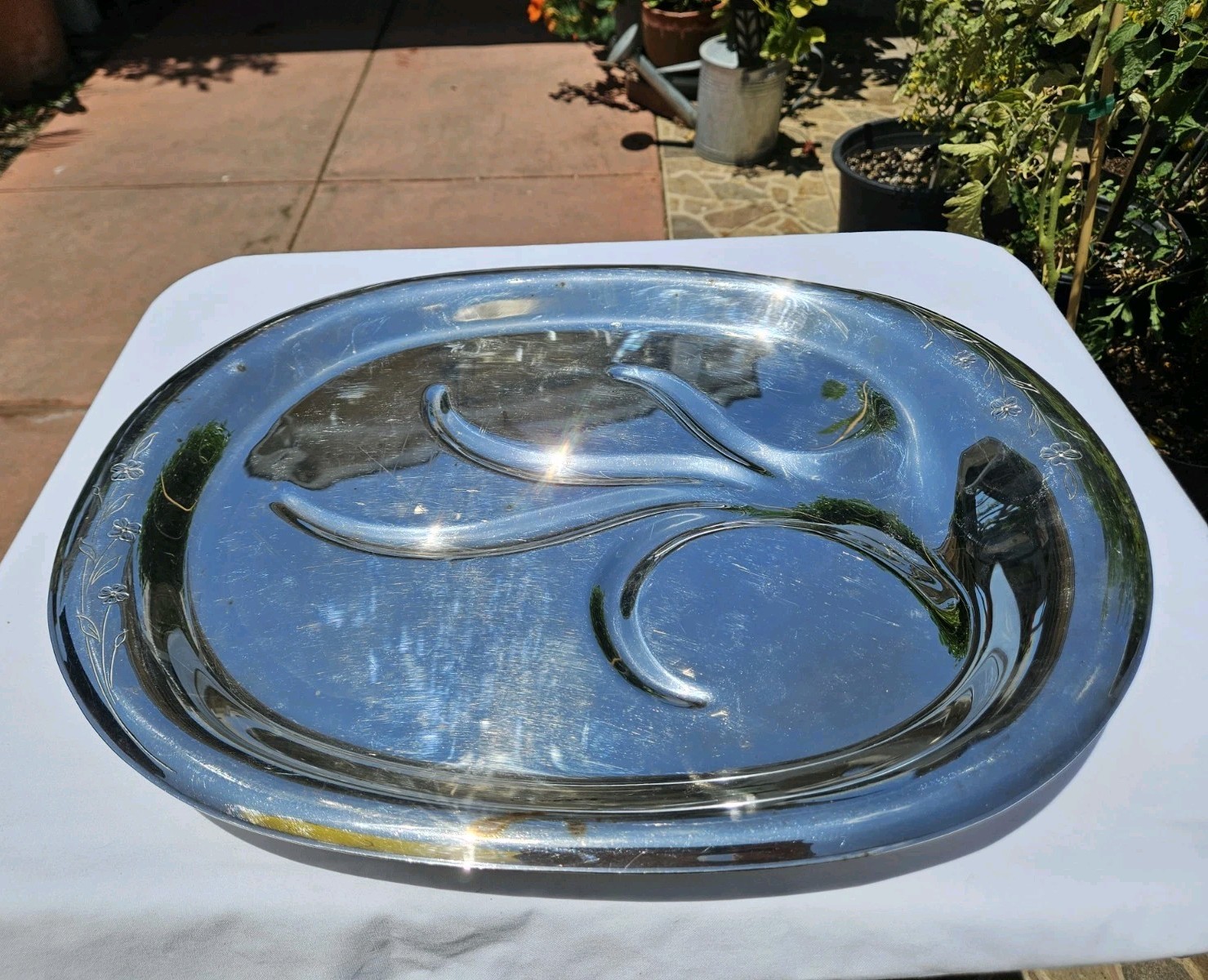 1847 Rogers Bros Silverplate Springtime Meat Platter Tray 1957 Vintage 18″ X 14″