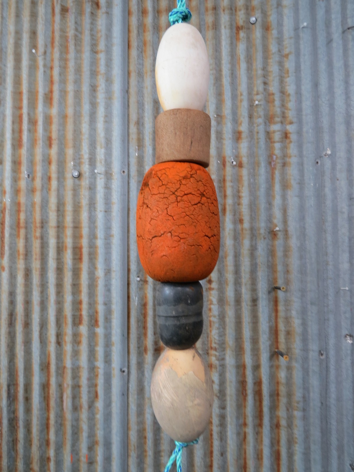 5 Old Fish Net Floats 22+ Inches Long Fishing Buoys Bouys Tiki Hut Bar -(SF584)