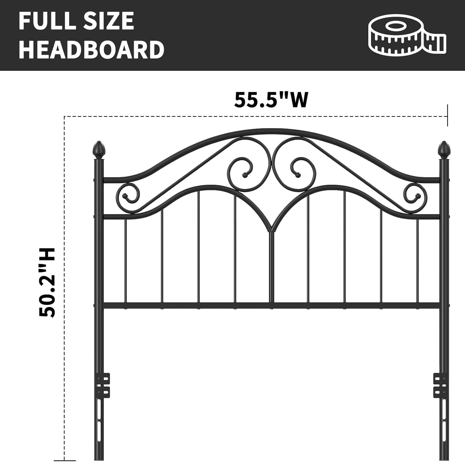 Headboard for Full Size Bed Frame, Vintage Platform Bed Metal Headboard Only New