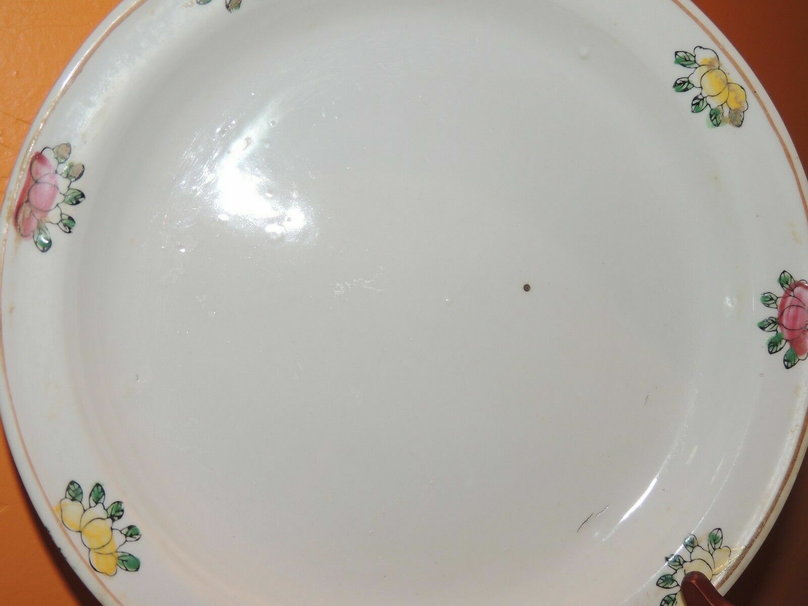 Heavy Round Chinese Charger/ Plate 10″ Solid White fruit design Qing/ Republic
