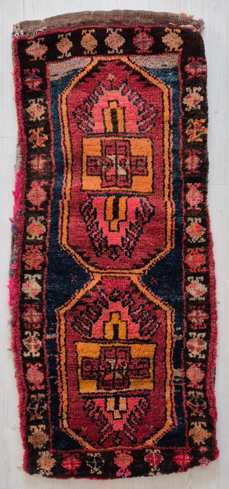 Antique Rug Pillow, Hand Woven Small Carpet, Handmade, Wool, Collectible