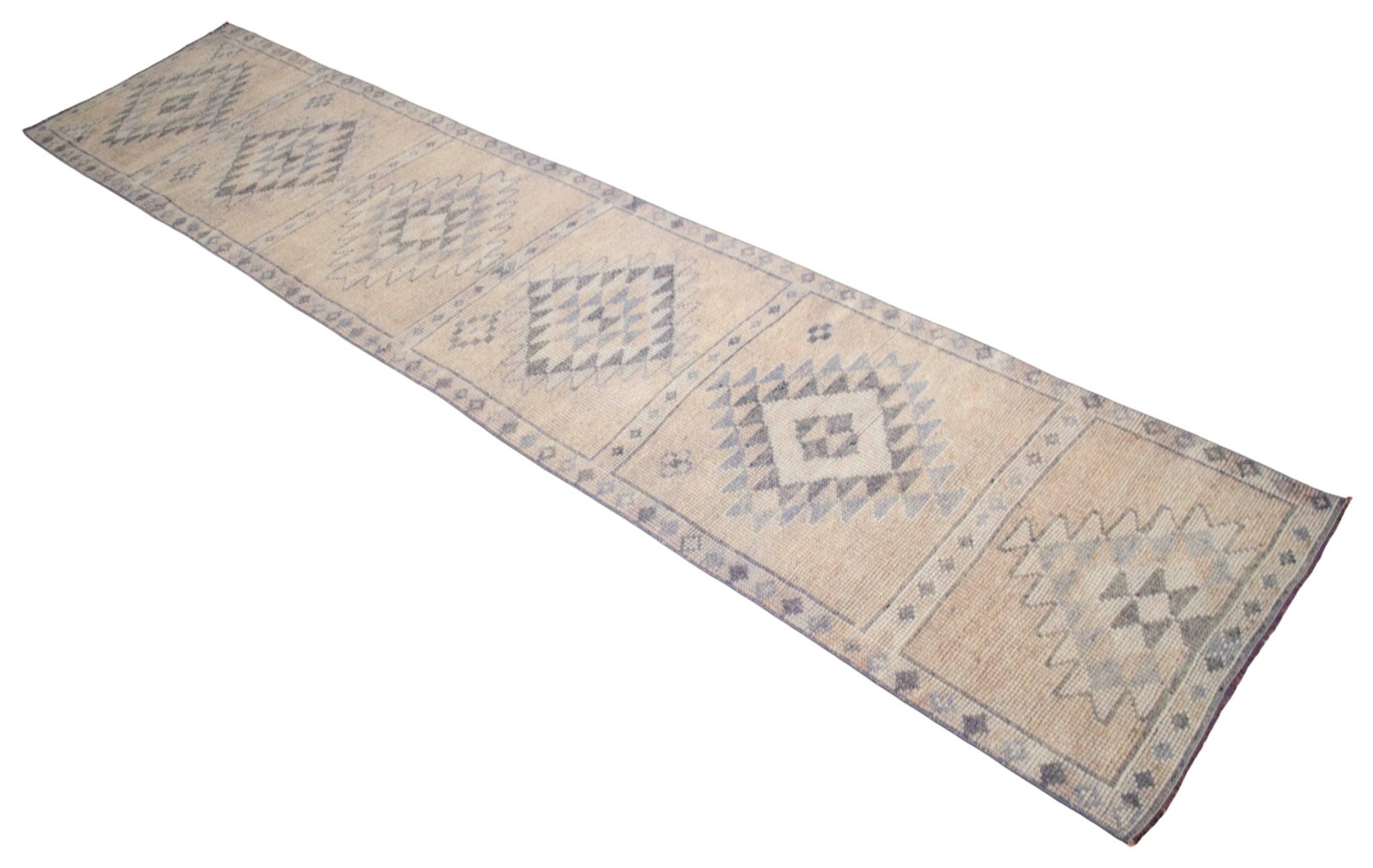 Turkish Runner Rug HandMade Wool Extra Long Hallway Rug Kitchen Decor 2.9×13.3ft