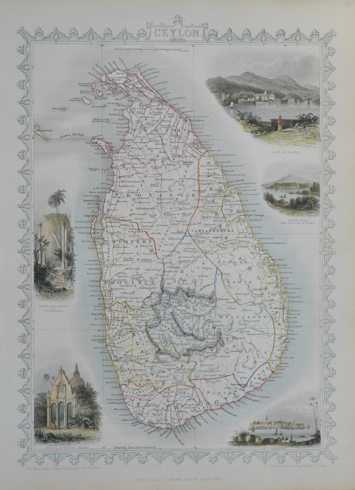 CEYLON ORIGINAL STEEL ENGRAVING BY TALLIS 1851
