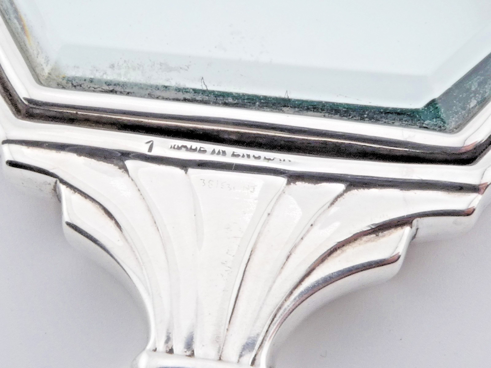 STUNNING ART DECO SOLID STERLING SILVER GUILLOCHE ENAMEL BUTTERFLY HAND MIRROR