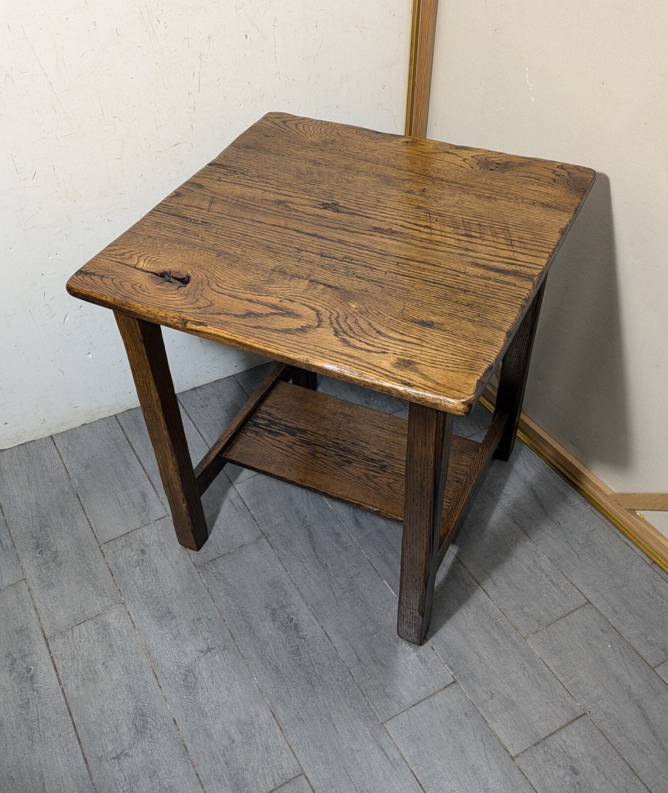 Vintage Rustic Farmhouse Mission Arts & Crafts Style Solid Oak Wood Table C71