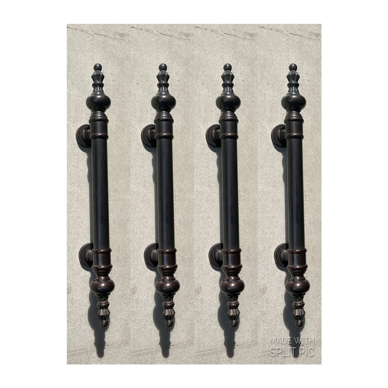 4 large 45cm DOOR handle pulls solid SPUN hollow brass aged old style 17.1/2 “