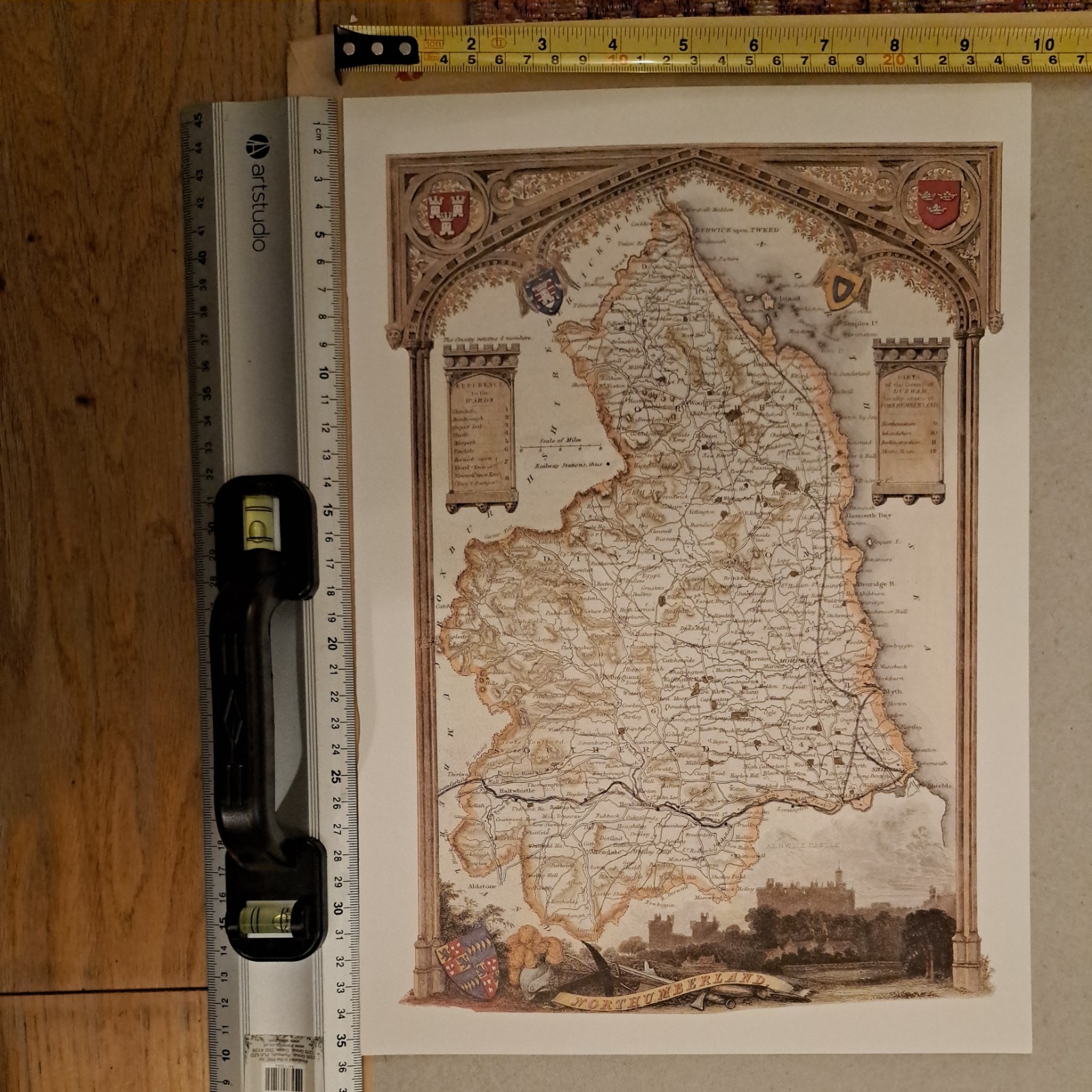 Vintage County Map of Northumberland by Thomas Moule circa 1830