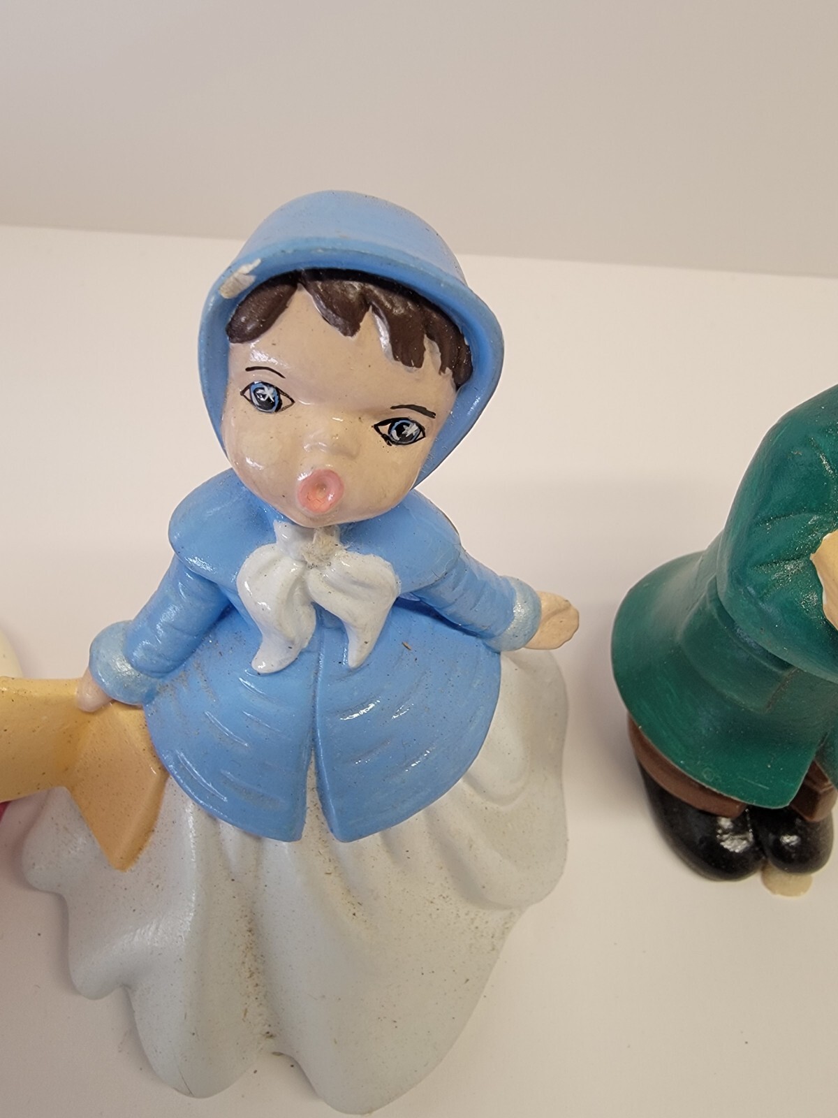 Vintage 3 Singing Christmas Caroler figurines, Hand Painted, Holland mold