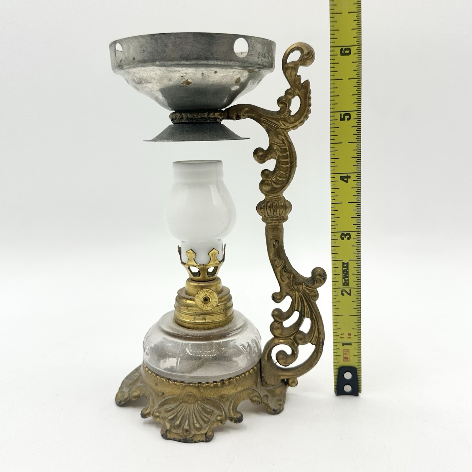 Antique 1900s 6″ VAPO Cresolene Kerosene Vaporizer Oil Lamp Medical Ornate Brass