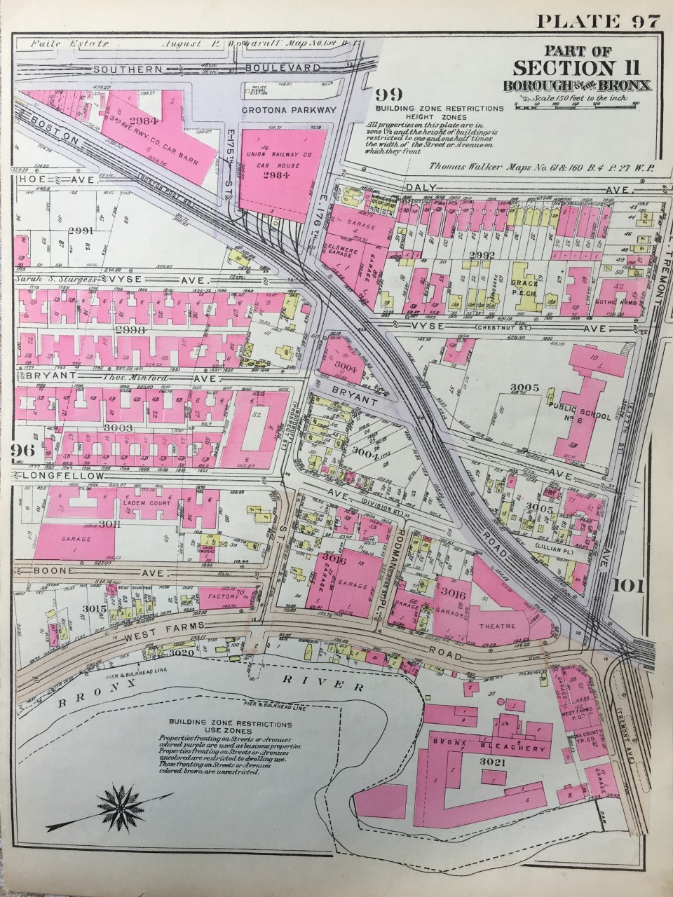 1928 BRONX NY SOUTHERN BOULEVARD TO WEST FARMS RD & E 174 TO E TREMONT ATLAS MAP