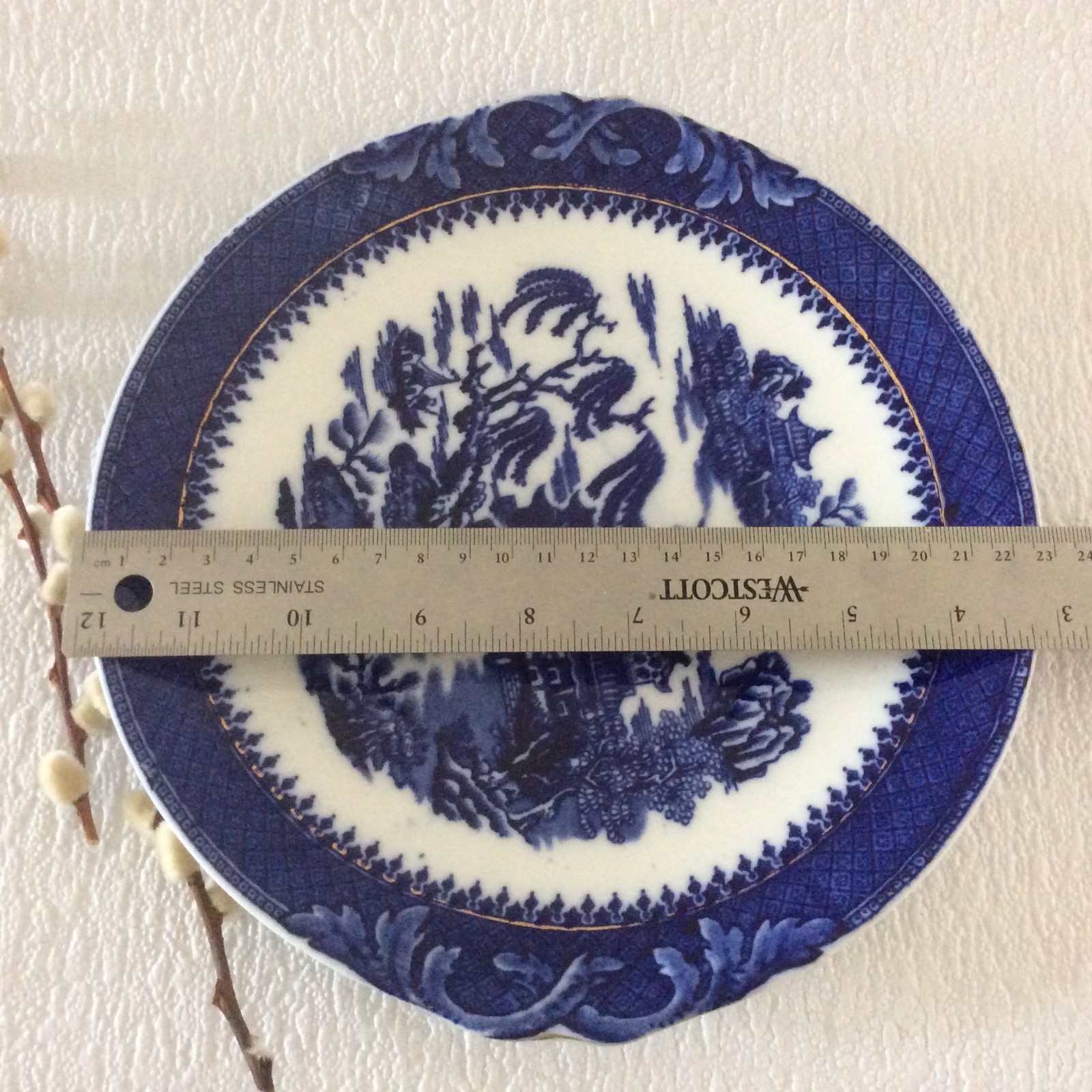 Antique Robinson Blue Willow serving plate – R & S L – Handled – 22.5cm/9”