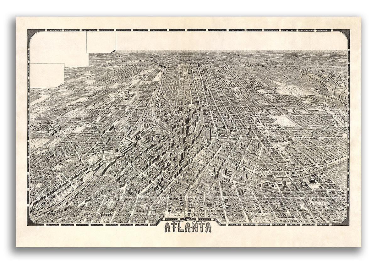 1919 Atlanta Georgia Vintage Old Panoramic City Map – 20×30