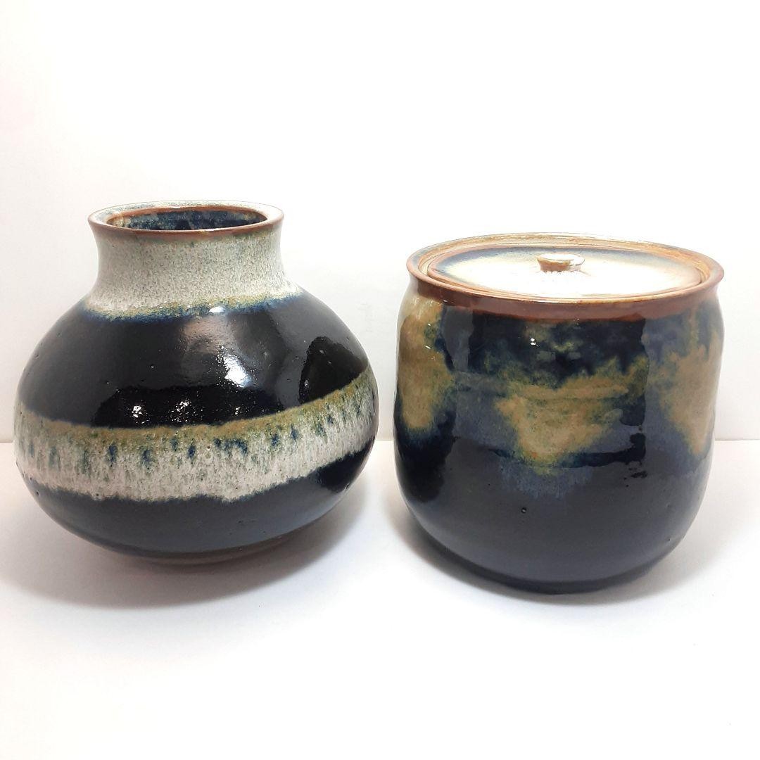 Fujiko Flower Vase Mizusashi Water Jar Set of 2 Japan Ceramic multicolo