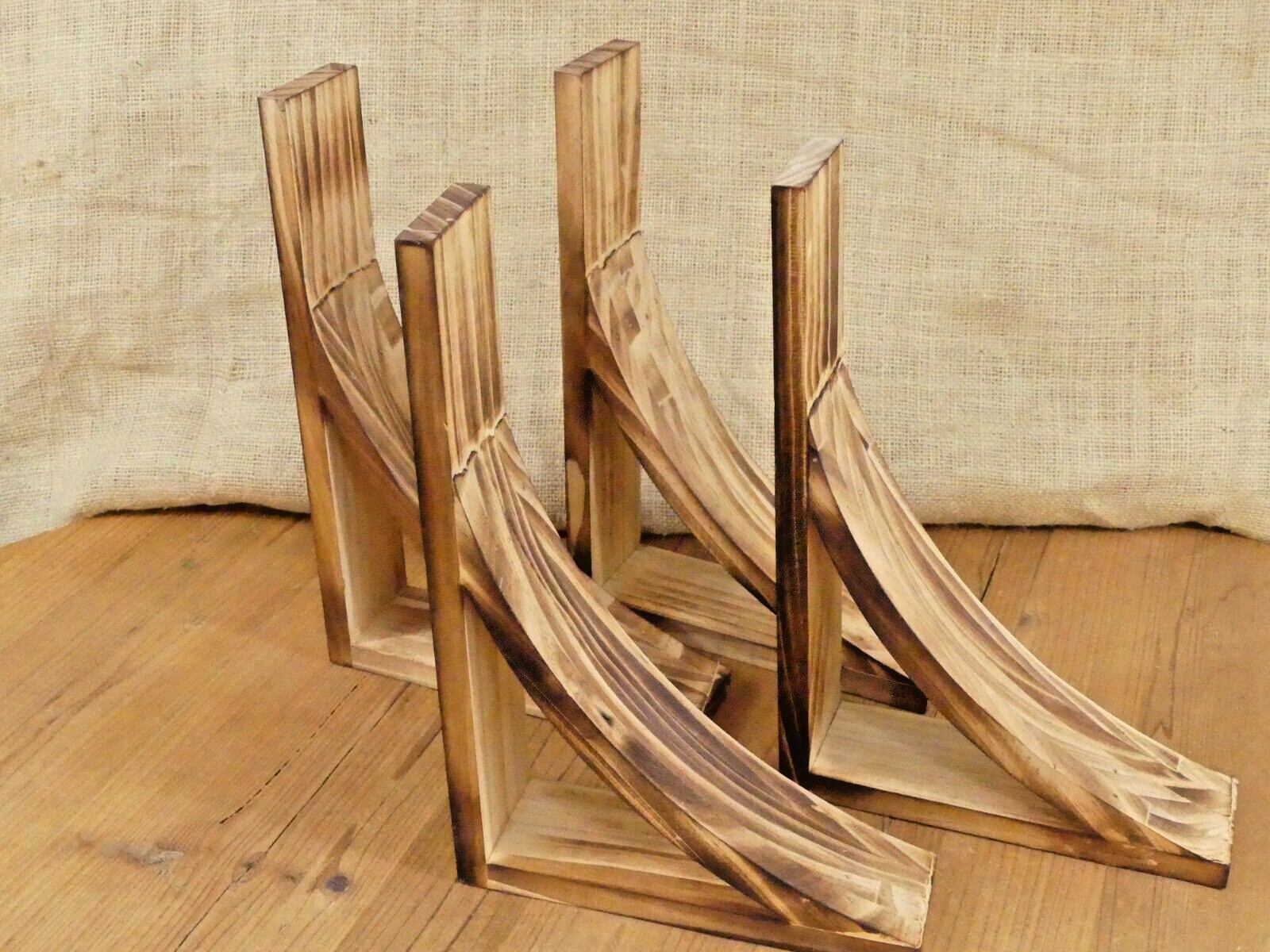 4 Large Corbels Shelf Bracket Support Mantle 12″ X 8″ X 2 1/2″ Farmhouse Wood