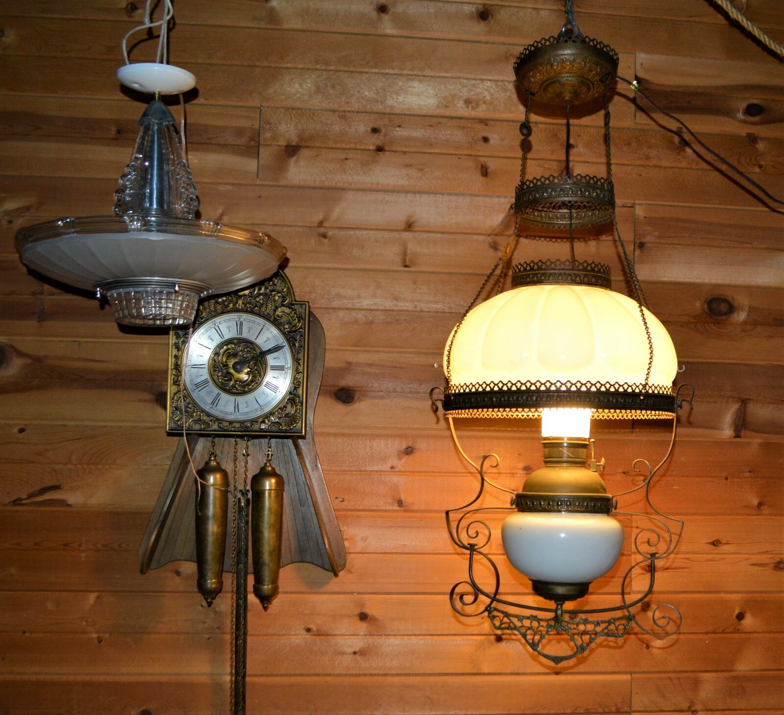 1890’s Victorian Pull Down Library Lamp Pearlescent Melon Shade Electric or Oil