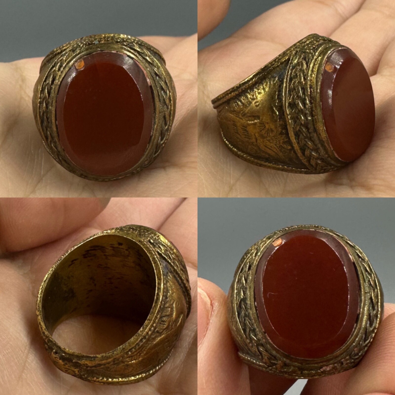 Stunning Rare Ancient Roman Brass Agate Unique Ring