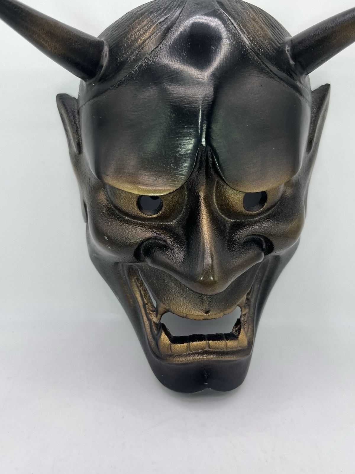 Vintage Japanese Iron Noh Hannya Iron Mask Takaoka-Doki Signed Collector’s 2.5lb