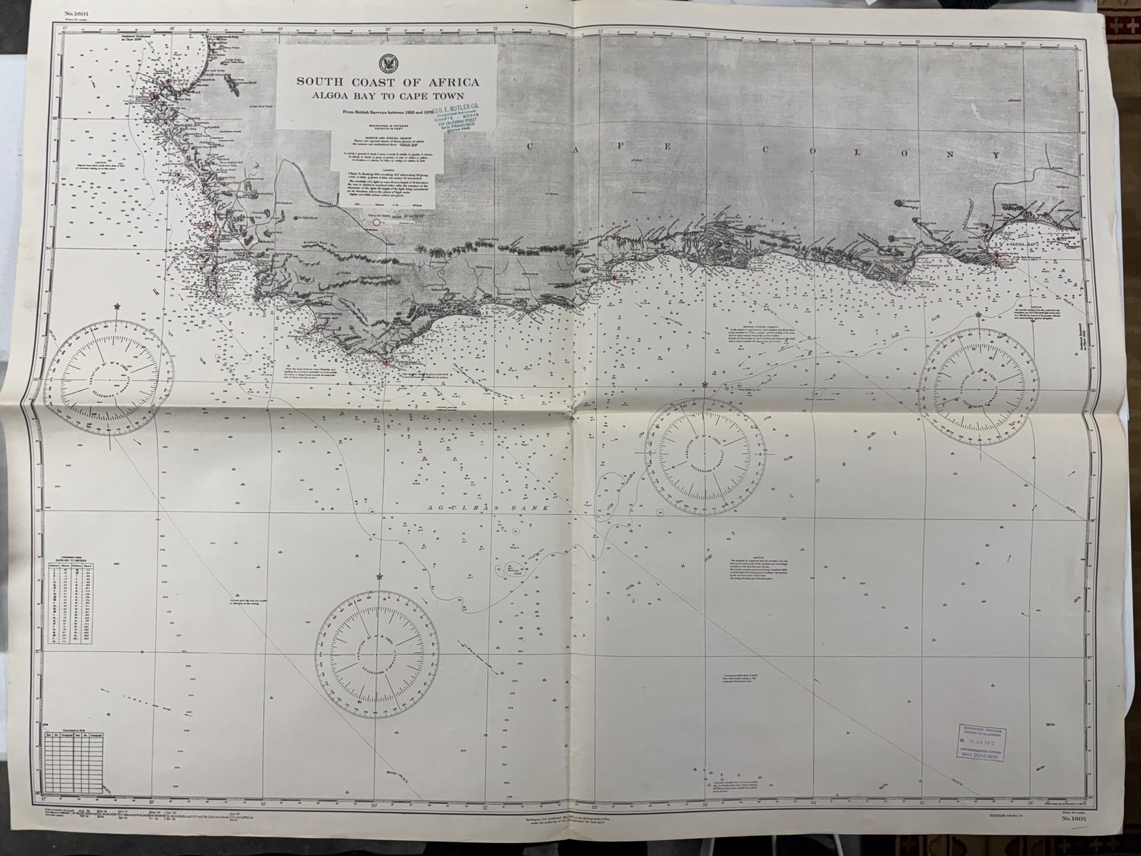 Map of South Coast of Africa–Algoa Bay to Cape Town