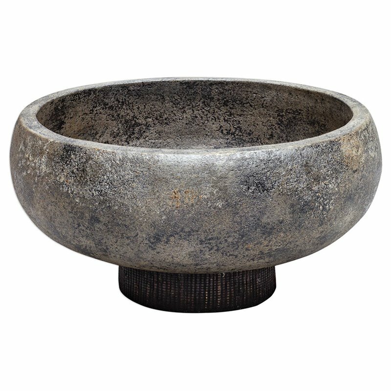 Bowery Hill Contemporary Decorative Bowl in Aged Black and Gold