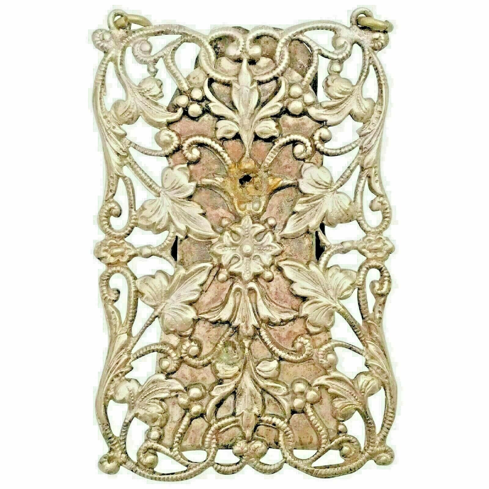 Beautiful Antique Ornate Flora Silver Clip