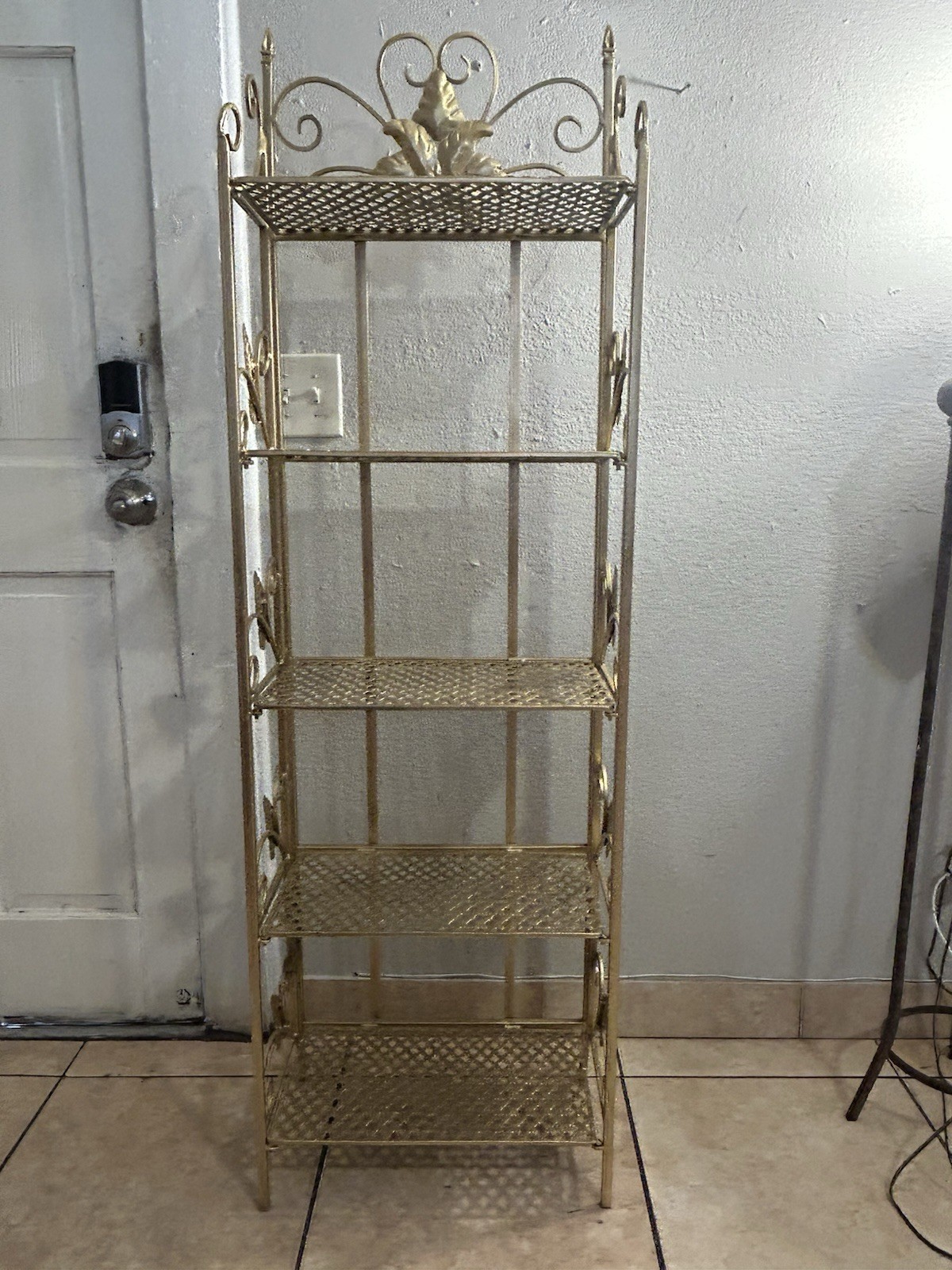 Vintage Hollywood Regency 5 Tears Folding Shelf 61”H
