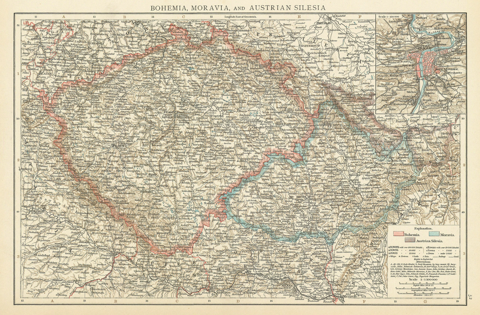 Bohemia, Moravia & Austrian Silesia. Czechia. Prague environs. TIMES 1895 map