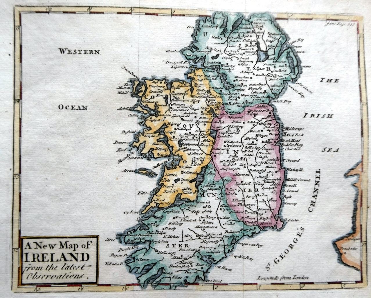 IRELAND BY JOHN SENEX c1749 ORIGINAL ANTIQUE COPPER ENGRAVED MAP