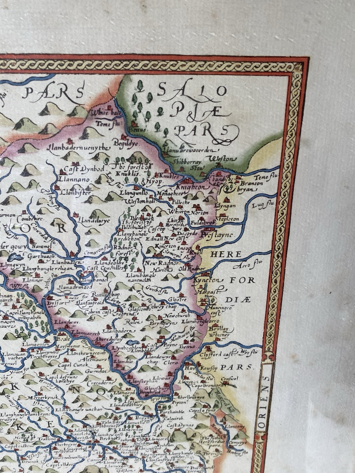 Large Vintage Framed Map Christopher Saxton’s 1578 Welsh Counties Wales