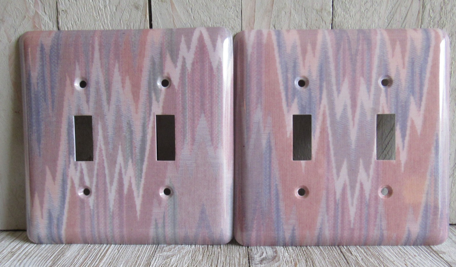 2 Vtg Plastic Double Switch Plates 90’s Southwest Purple Mauve Amer 1991 Taiwan