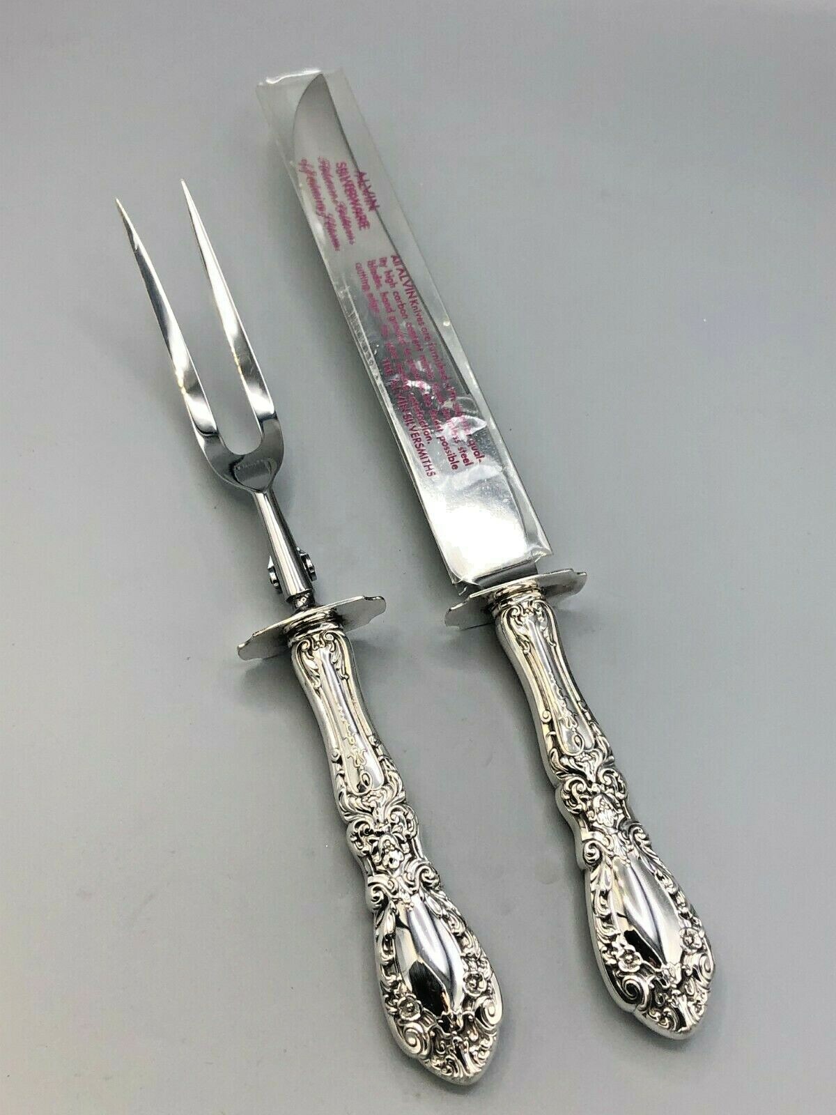Prince Eugene by Alvin Sterling Silver large 2 piece Roast Carving Set 13.5″