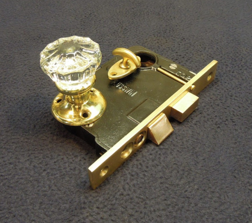 Antique Entry Mortise Lock Brass Pull Handle Cylinder Lock w/ 3 keys – Russwin