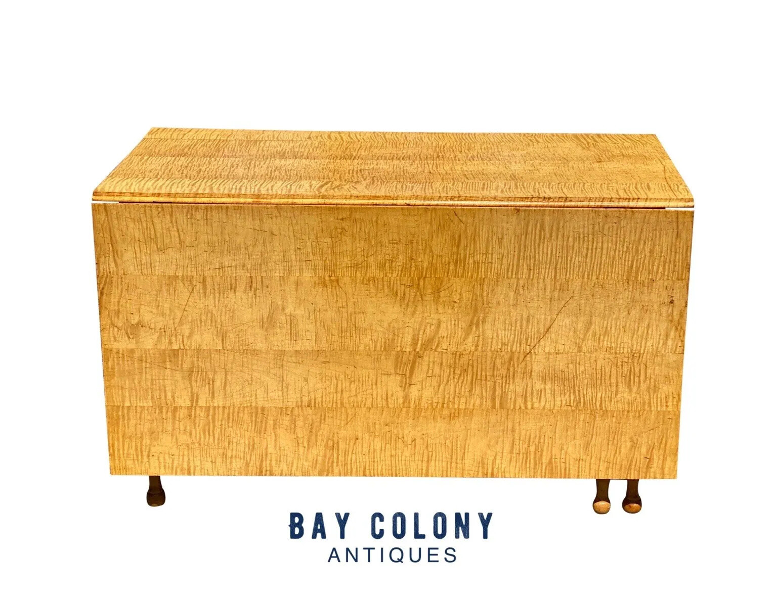 FEDERAL STYLE TIGER MAPLE GATELEG DINING TABLE WITH BOLD GRAIN AND LARGE DRAWER