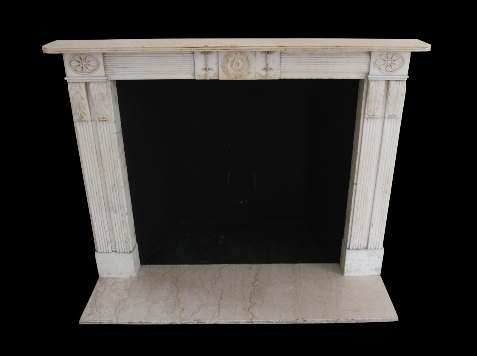 Waldorf Astoria Carved Statuary Marble English Regency Mantel