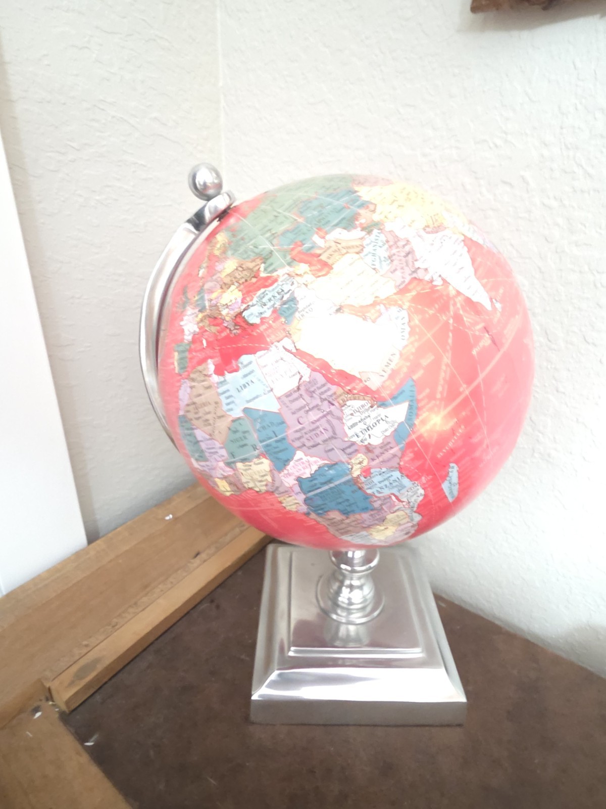 Vintage Red Globe Silver Plated Base Made In India