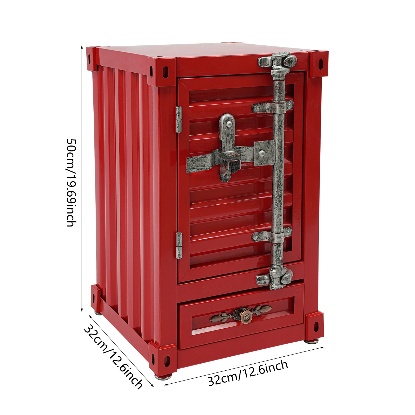 Industrial Metal Container Side Table Side Table with Drawer Container Cabinet